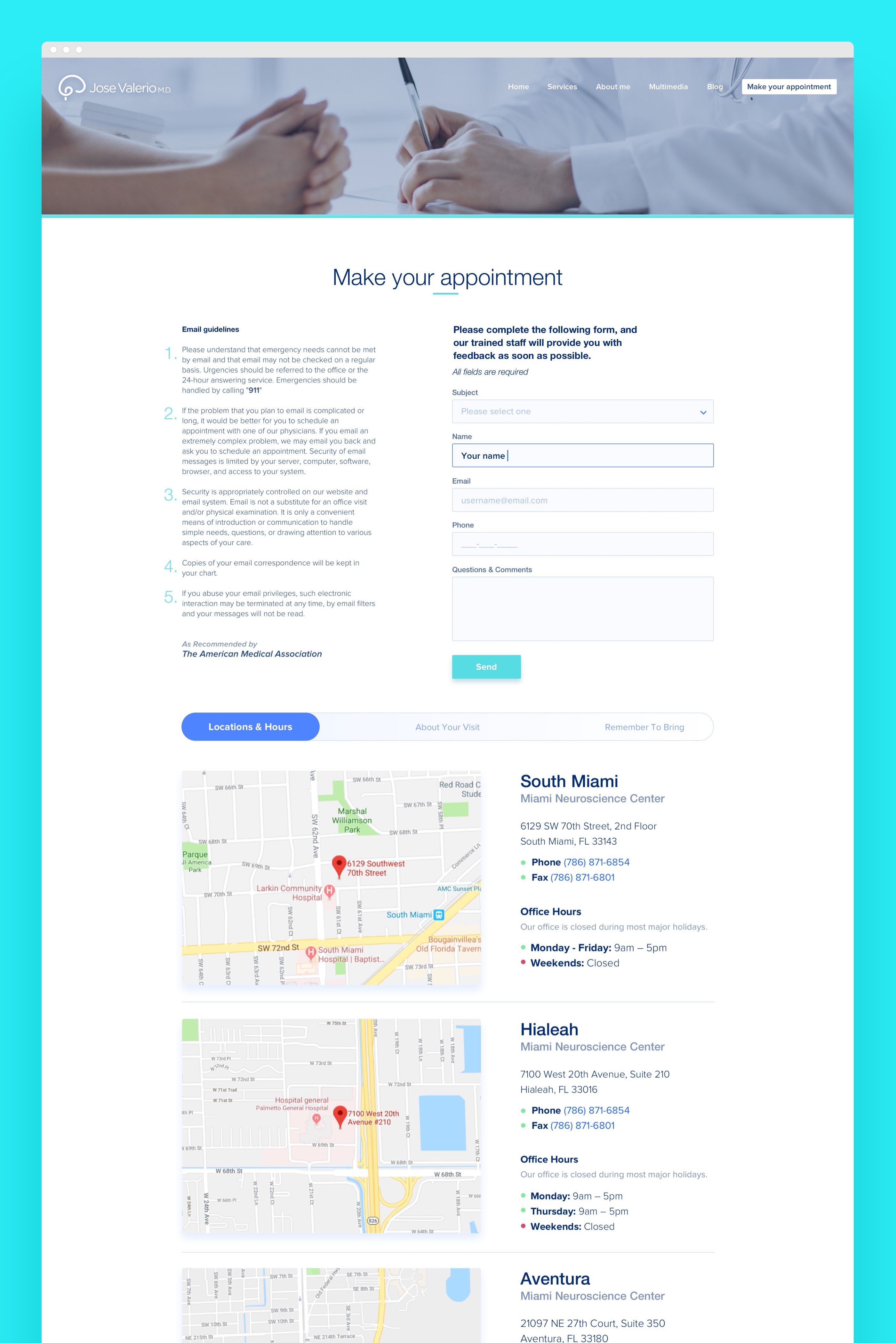 Screen valerio appointment